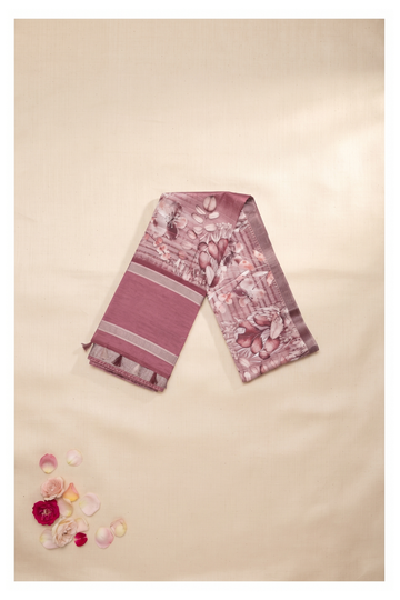 Burgundy Printed Cotton Party Wear Saree