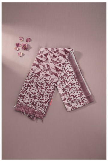Maroon Printed Cotton Party And Wedding Wear Saree