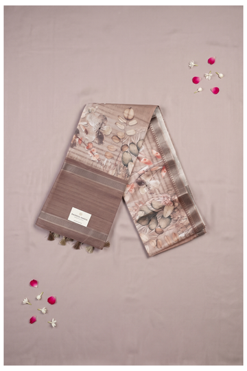 Taupe Cotton Saree For Wedding & Party Wear Occasions