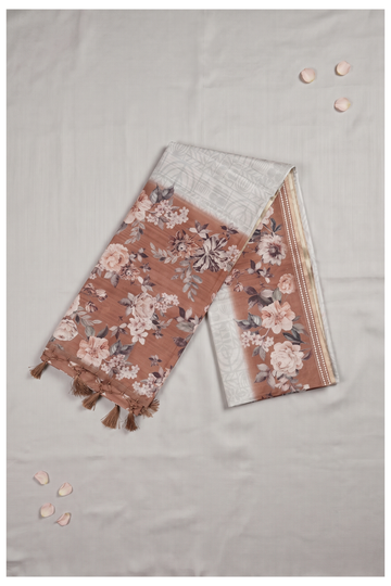 Terracotta Printed Cotton Saree For Wedding & Party Wear