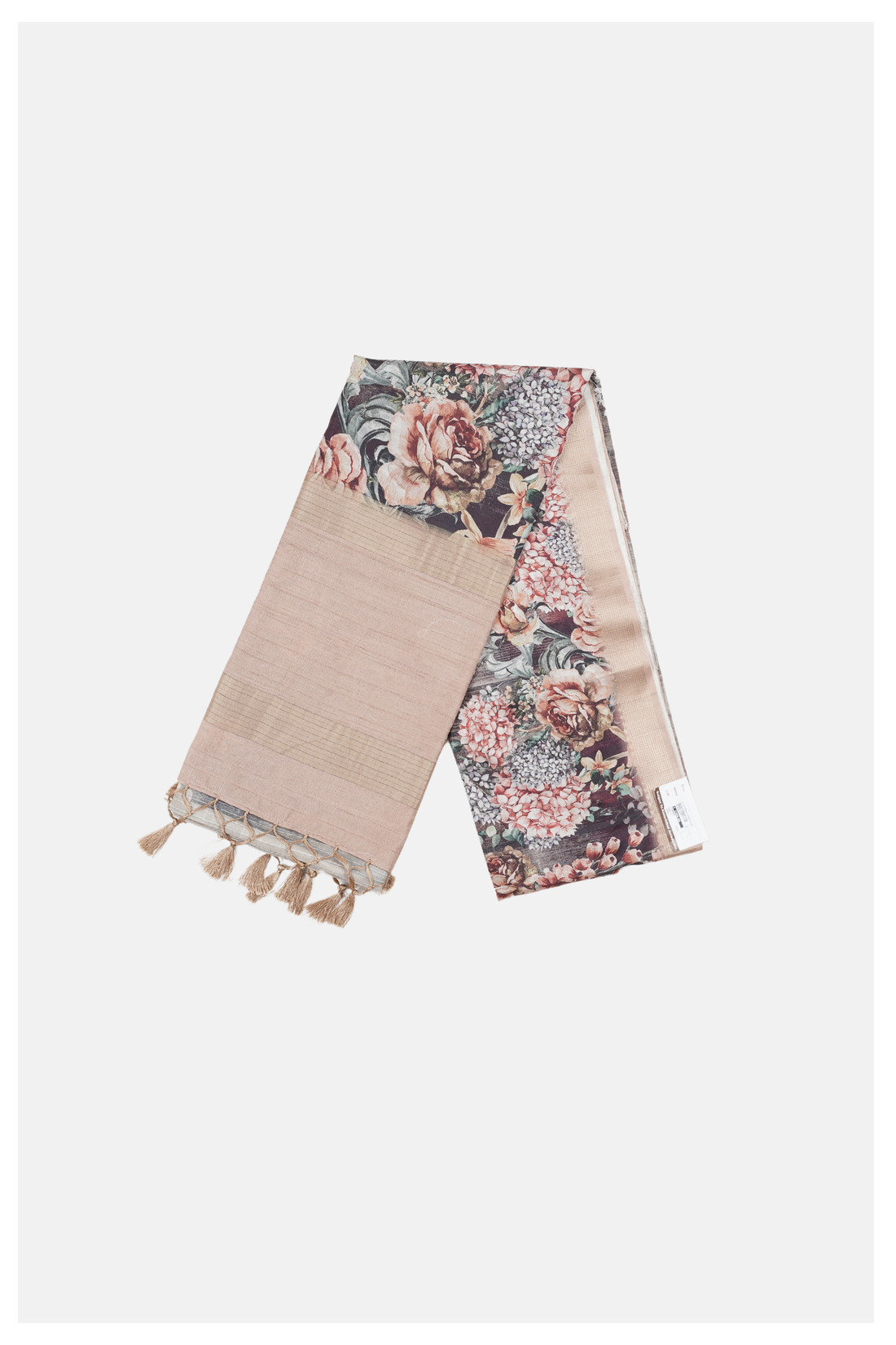 Rose Beige Floral Printed Cotton Party Wear Saree