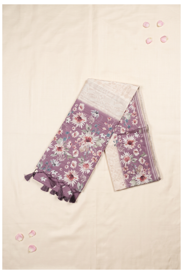 Mauve Printed Cotton Party Wear Saree