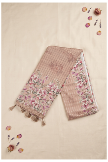 Peach Pink Cotton Wedding & Party Wear Saree