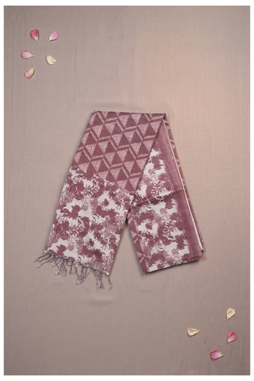 Wine Cotton Printed Saree For Party & Wedding