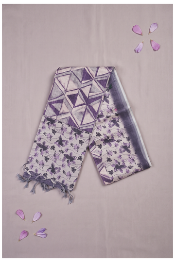 Elegant Mauve Printed Cotton Party Wear Saree