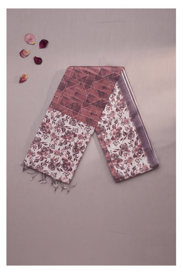 Maroon Printed Cotton Party Wear Saree