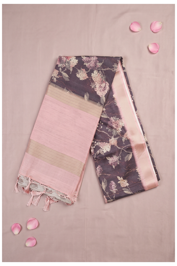 Deep Wine Floral Cotton Wedding & Party Wear Saree