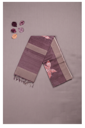 Plum Cotton Party Wear Saree
