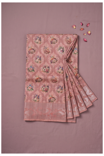 Rose Pink Cotton Saree For Wedding & Party Wear