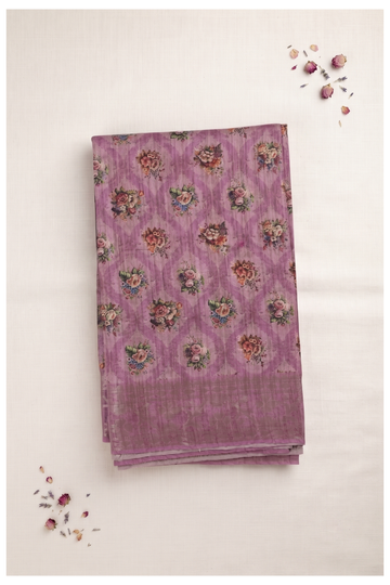 Mauve Printed Cotton Wedding & Party Wear Saree