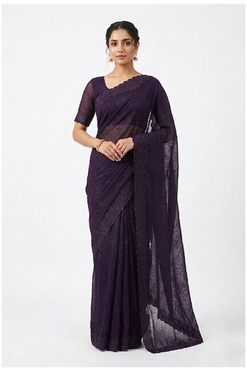 Plum Banarasi Art Silk Wedding Saree