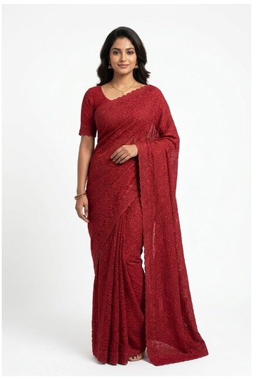 Maroon Banarasi Art Silk Wedding Party Wear Saree