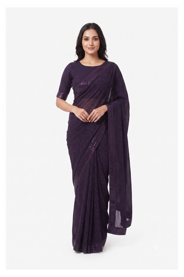 Wine Banarasi Art Silk Wedding & Party Saree