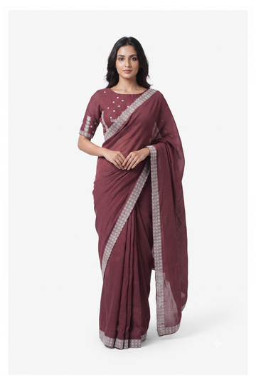 Wine Banarasi Art Silk Wedding Saree
