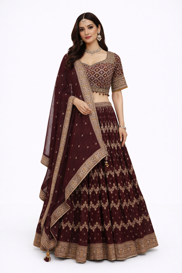 WINE LEHENGA CHOLI