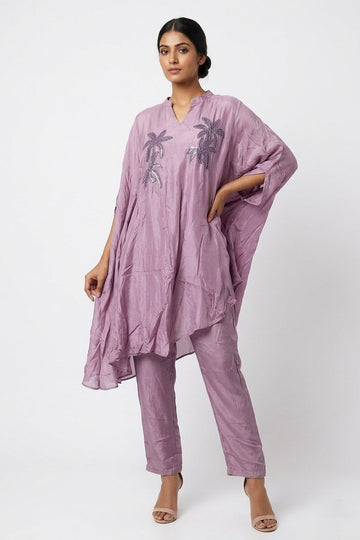 Lavender Cape Style Embellished Indo-Western Co-Ord Set