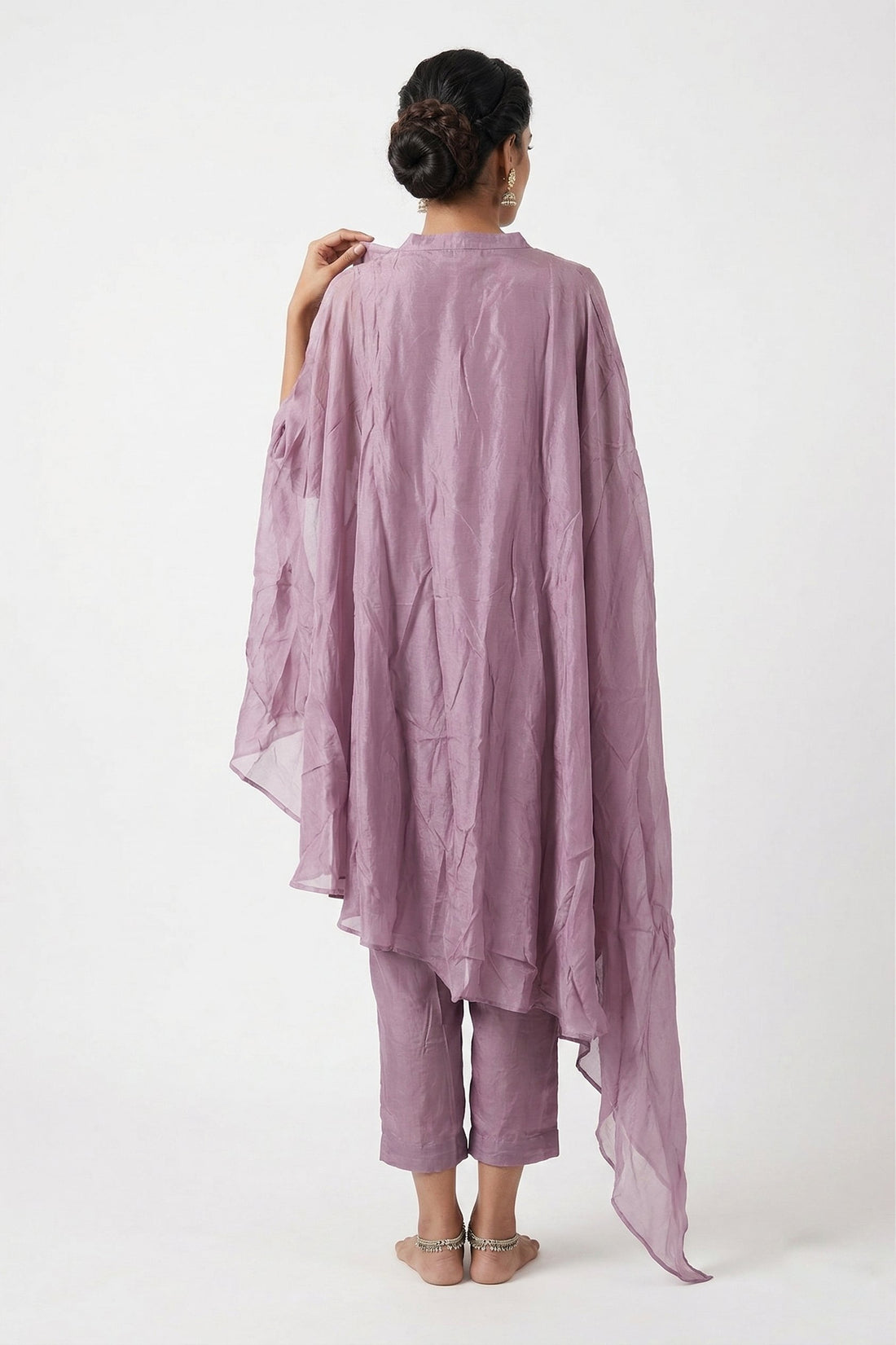 Lavender Cape Style Embellished Indo-Western Co-Ord Set