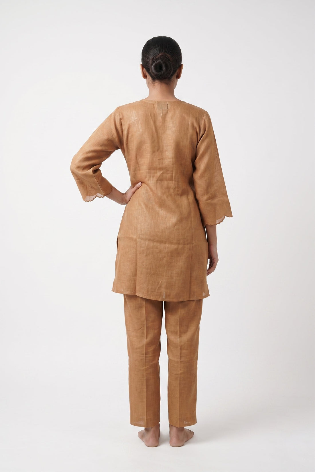 Honey Beige Embroidered Co-Ord Kurta Set
