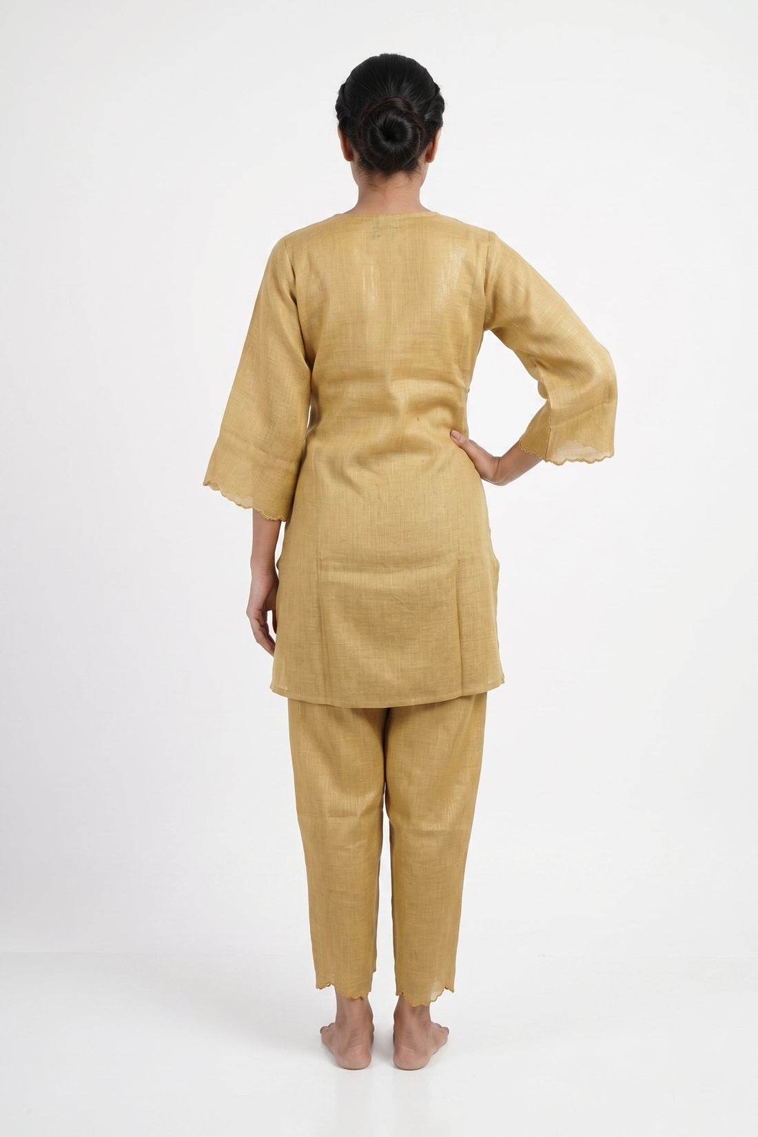 Mustard Glow Embroidered Co-Ord Kurta Set
