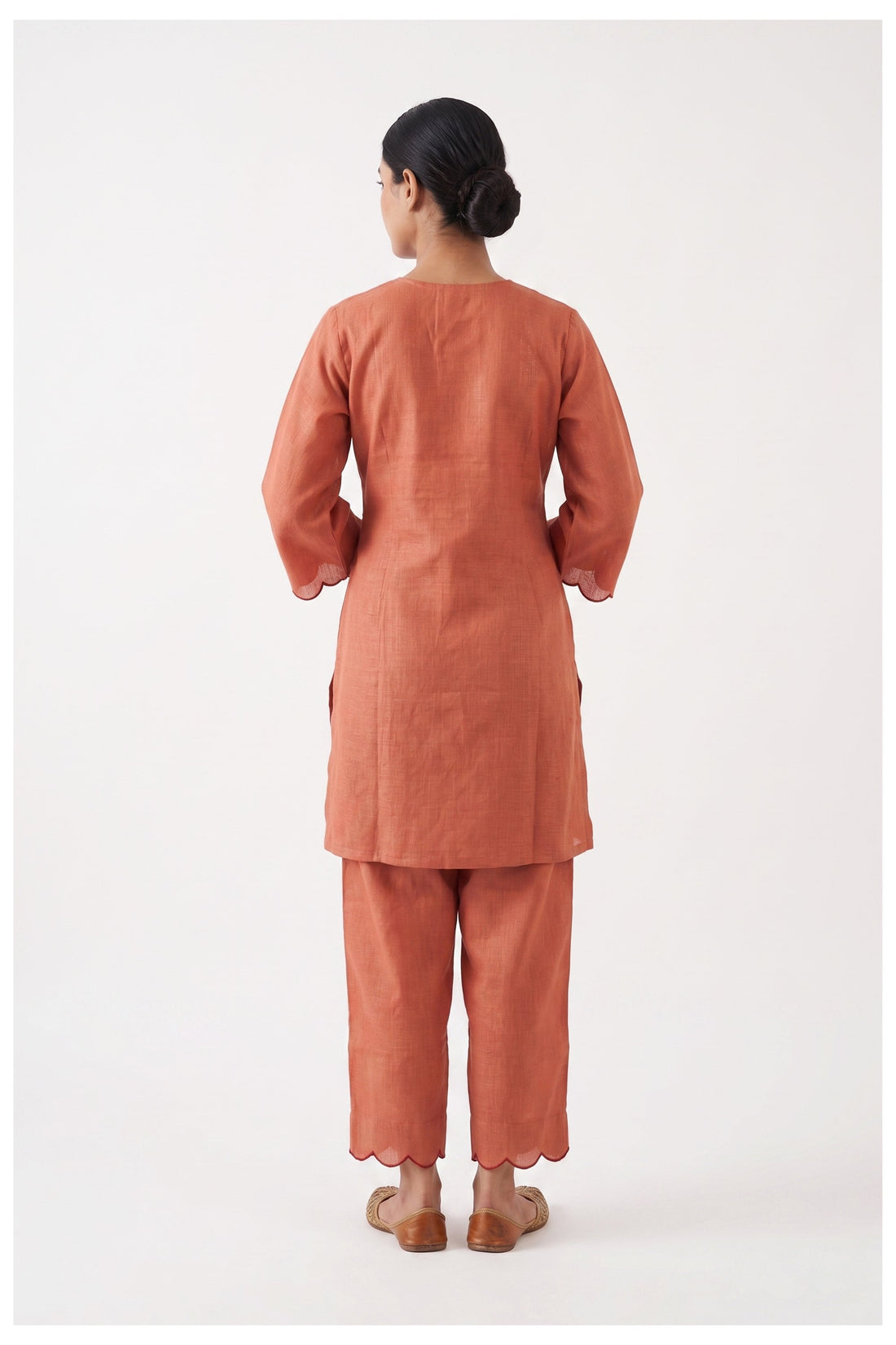Peach Embroidered Kurta Pant Set