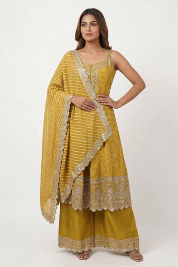 Mustard Yellow Indo-Western Kurta Set