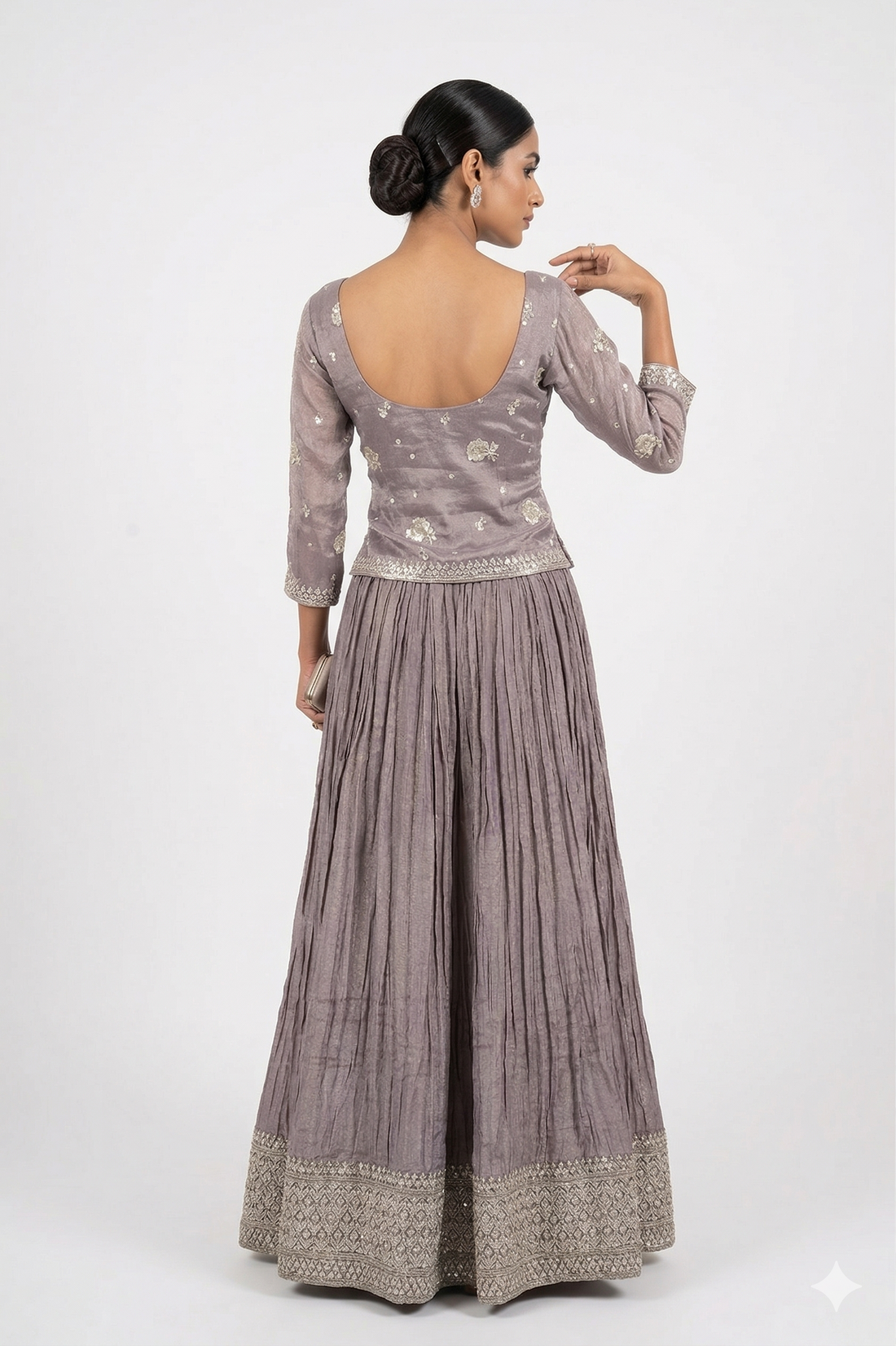 Lavender Bloom Designer Lehenga Set With Floral Organza Dupatta