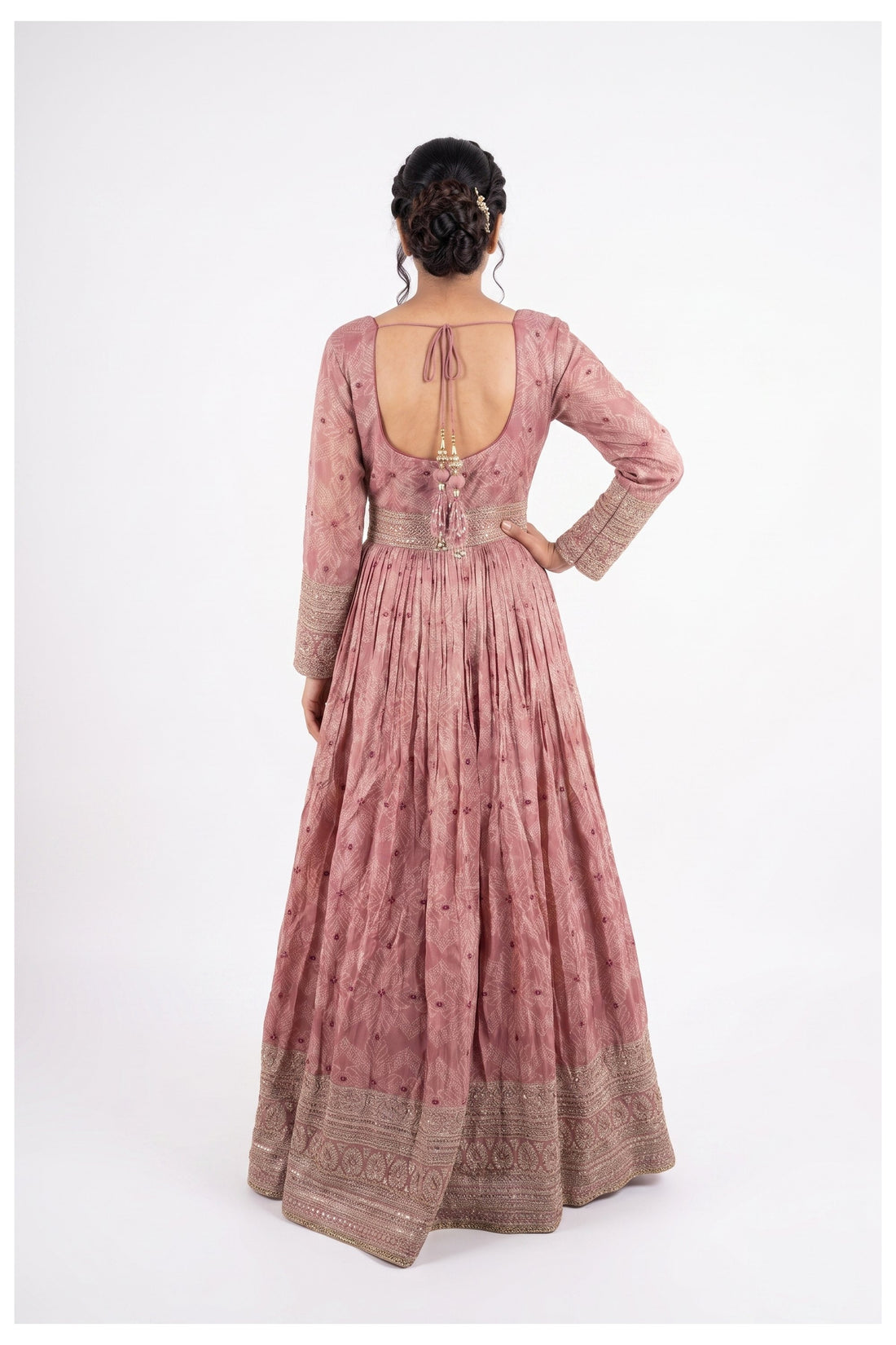Blush Pink Embroidered Anarkali Gown Set With Dupatta