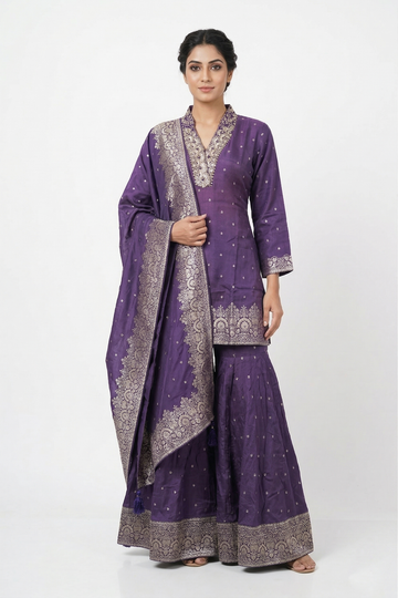 INDIGO/ Royal Purple Indo-Western Kurta Set