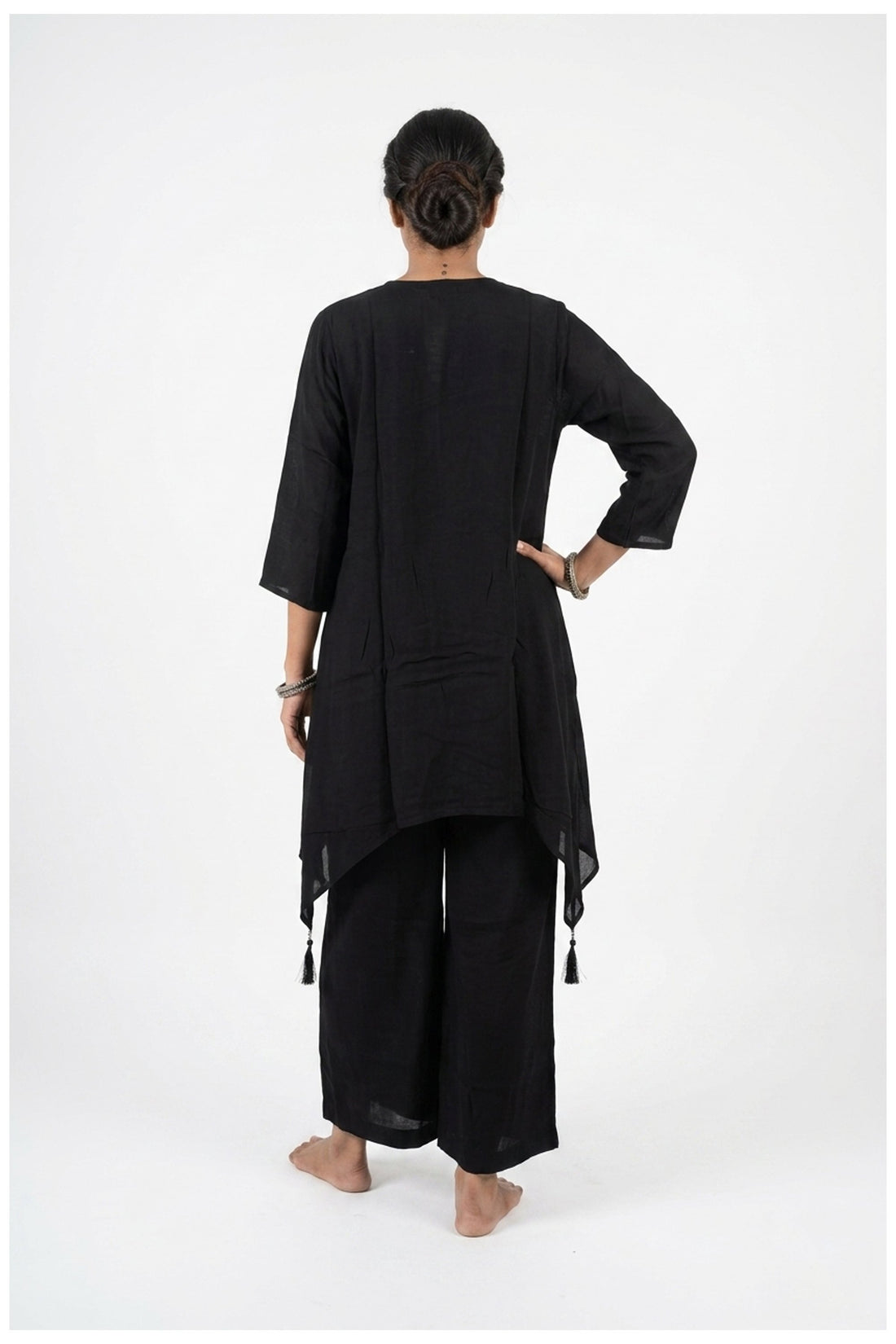 Classic Black Embroidered Kurta Pant Set