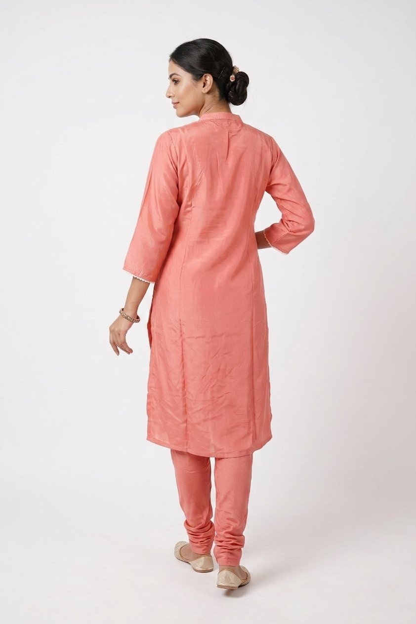 Blush Pink Floral Embroidered Indo-Western Co-Ord Set