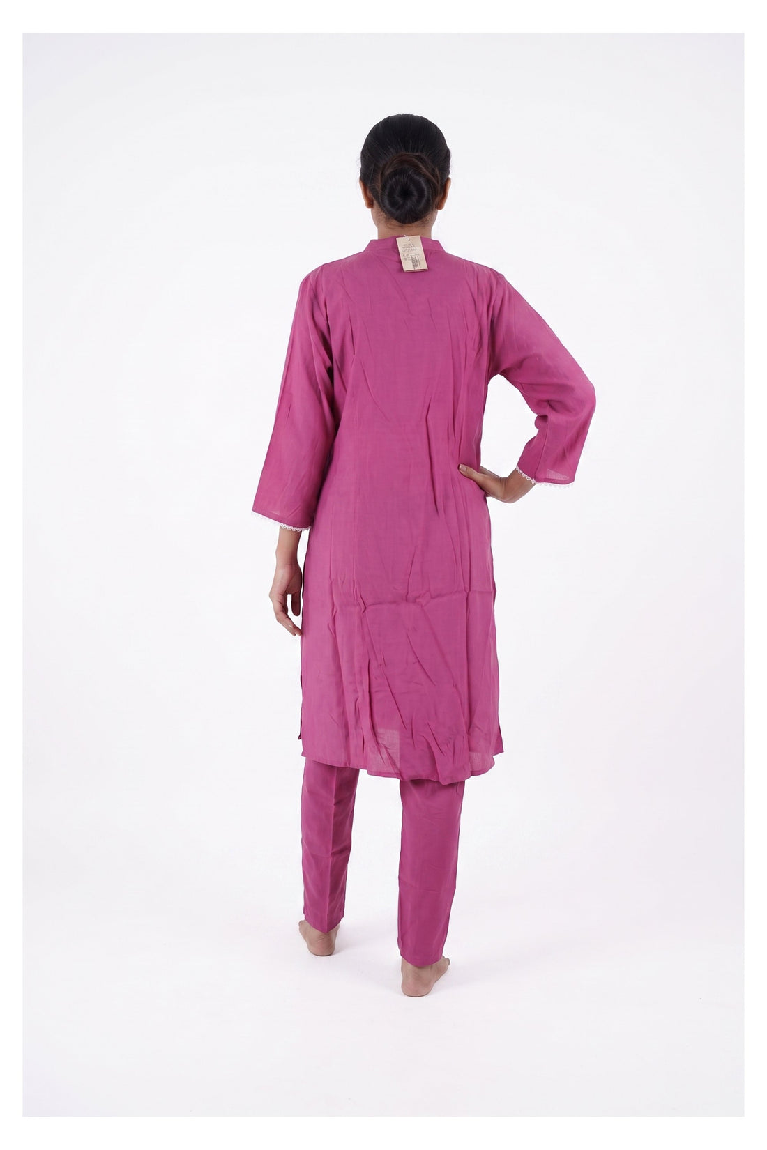Fuchsia Pink Embroidered Co-Ord Kurta Set