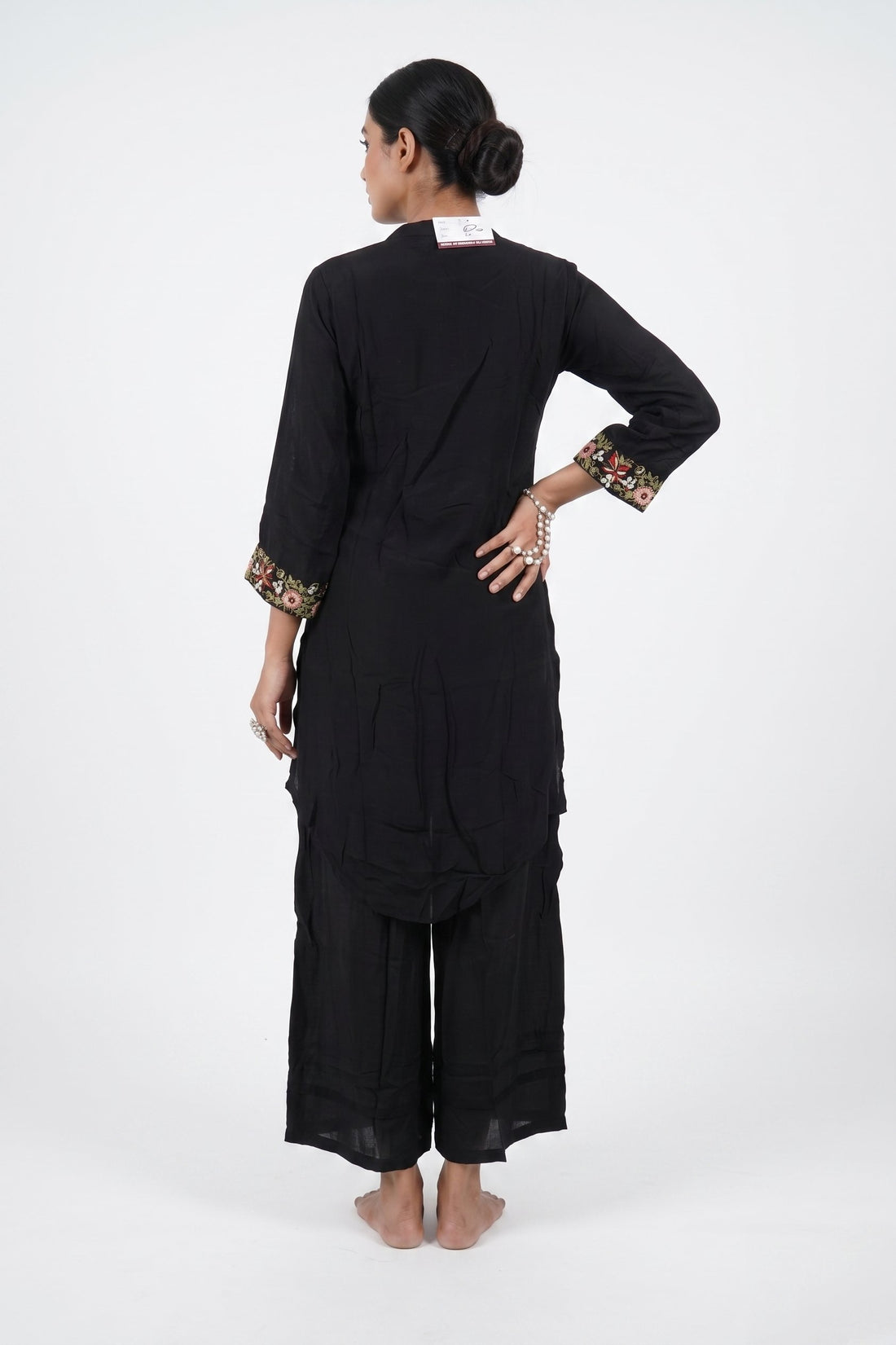 Midnight Bloom Embroidered Palazzo Co-Ord Set
