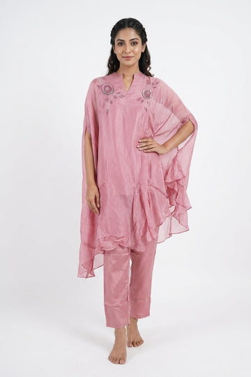 Blush Pink Embroidered Kaftan Style Indo-Western Co-Ord Set