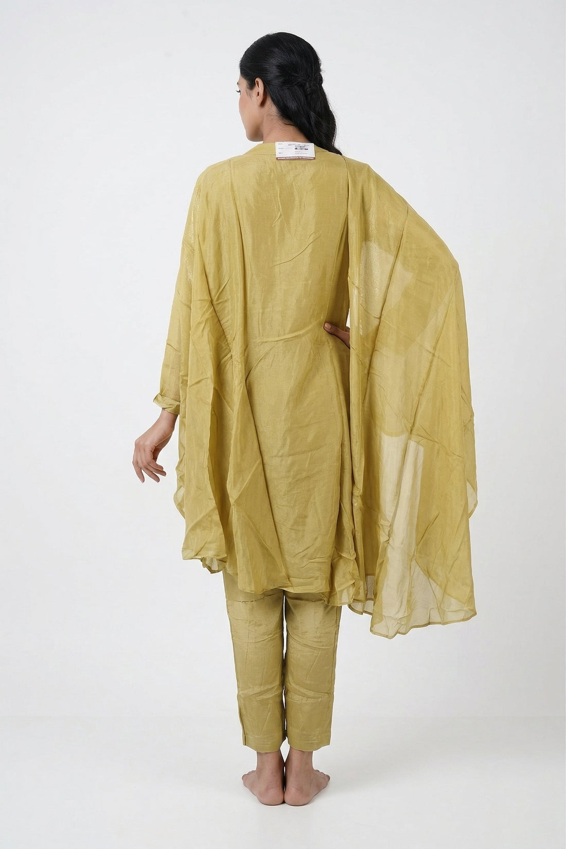 Olive Gold Embroidered Kaftan Style Indo-Western Co-Ord Set