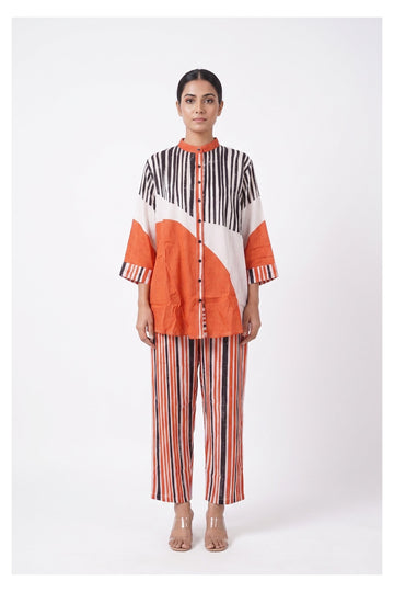 Orange Stripe Co-Ord Indowestern Set