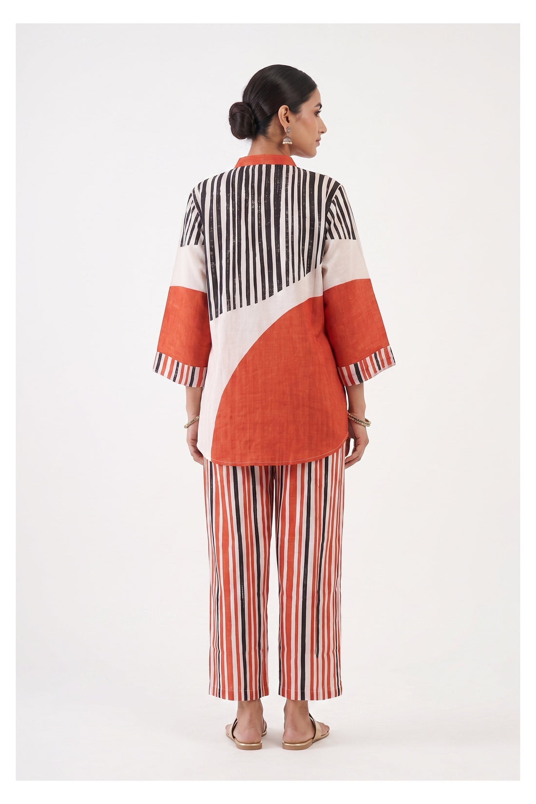 Orange Stripe Co-Ord Indowestern Set
