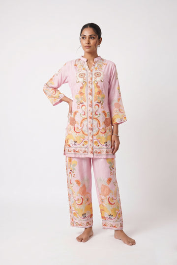 Blush Pink Printed Co-Ord Kurta Set
