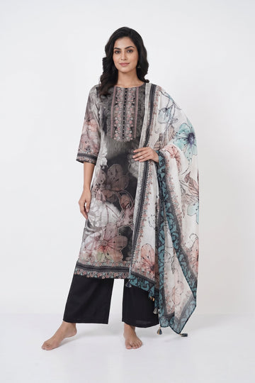 Midnight Floral Designer Palazzo Suit Set