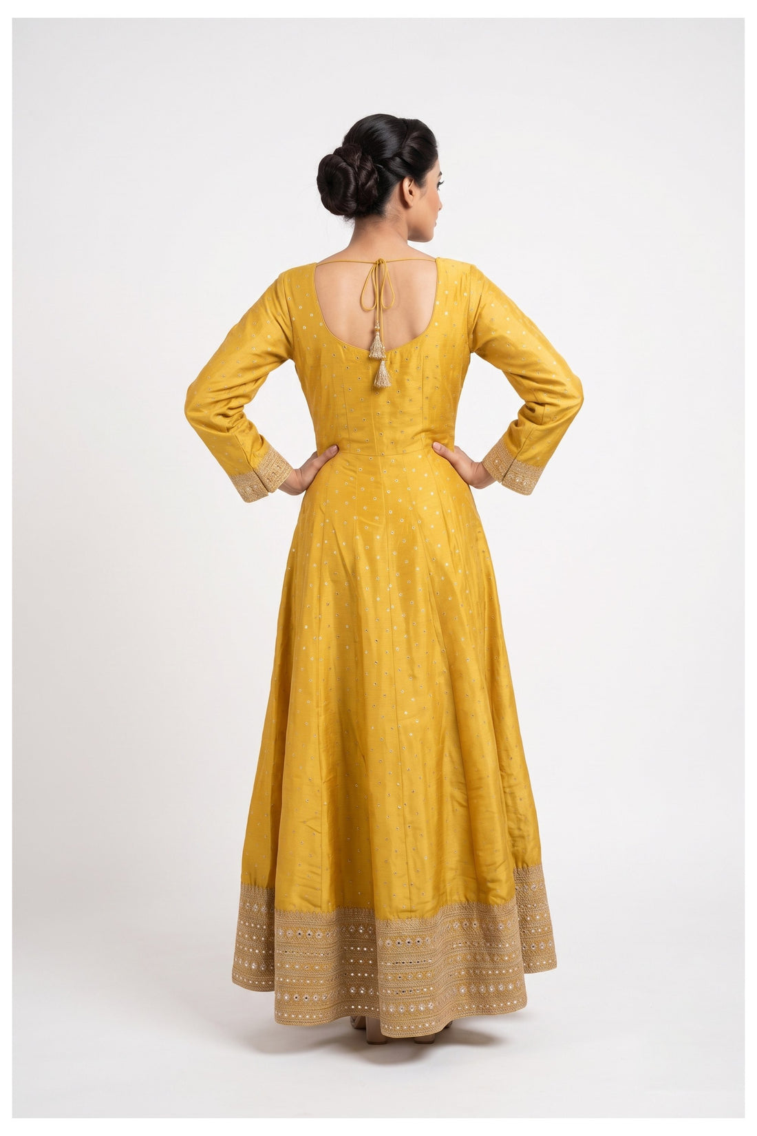 Mustard Yellow Embroidered Anarkali Set With Designer Dupatta
