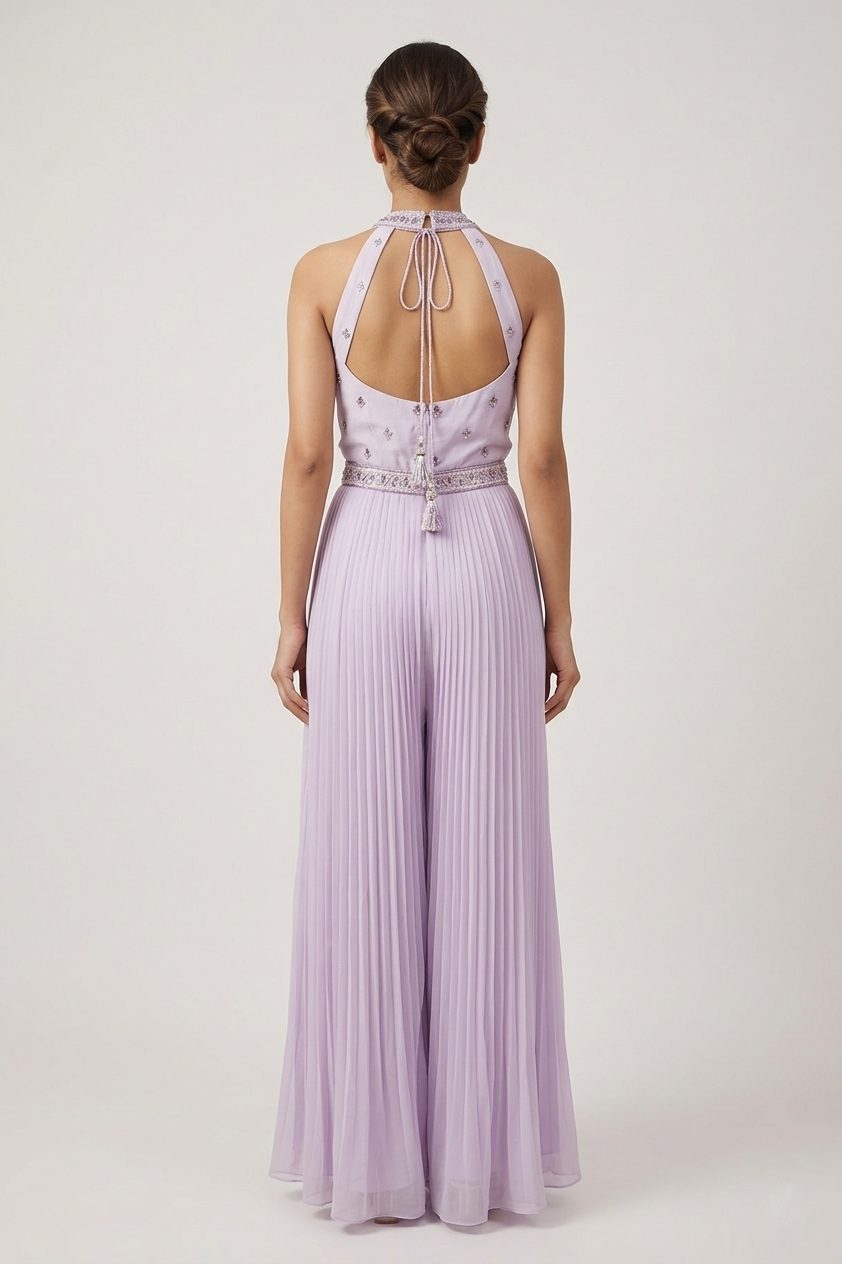 Lavender Elegance Pleated Gown