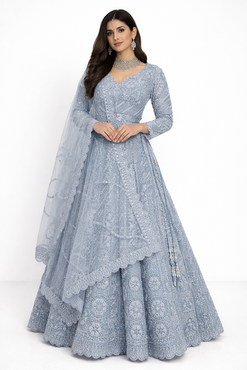 PESTAL SKY BLUE LEHENGA CHOLI