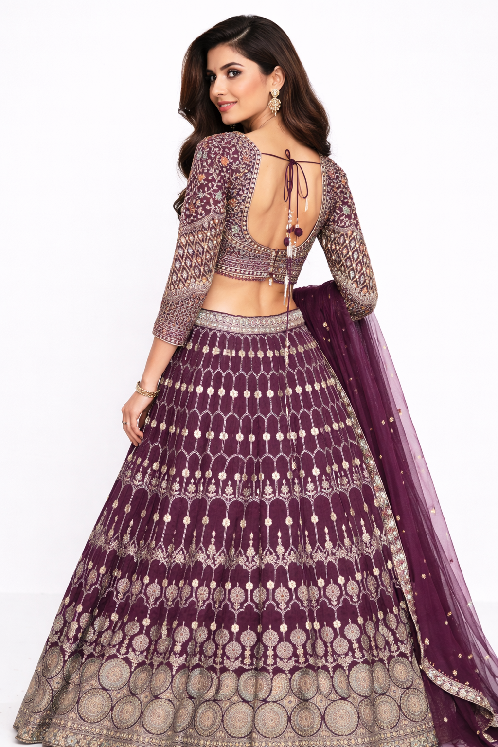 WINE LEHENGA CHOLI