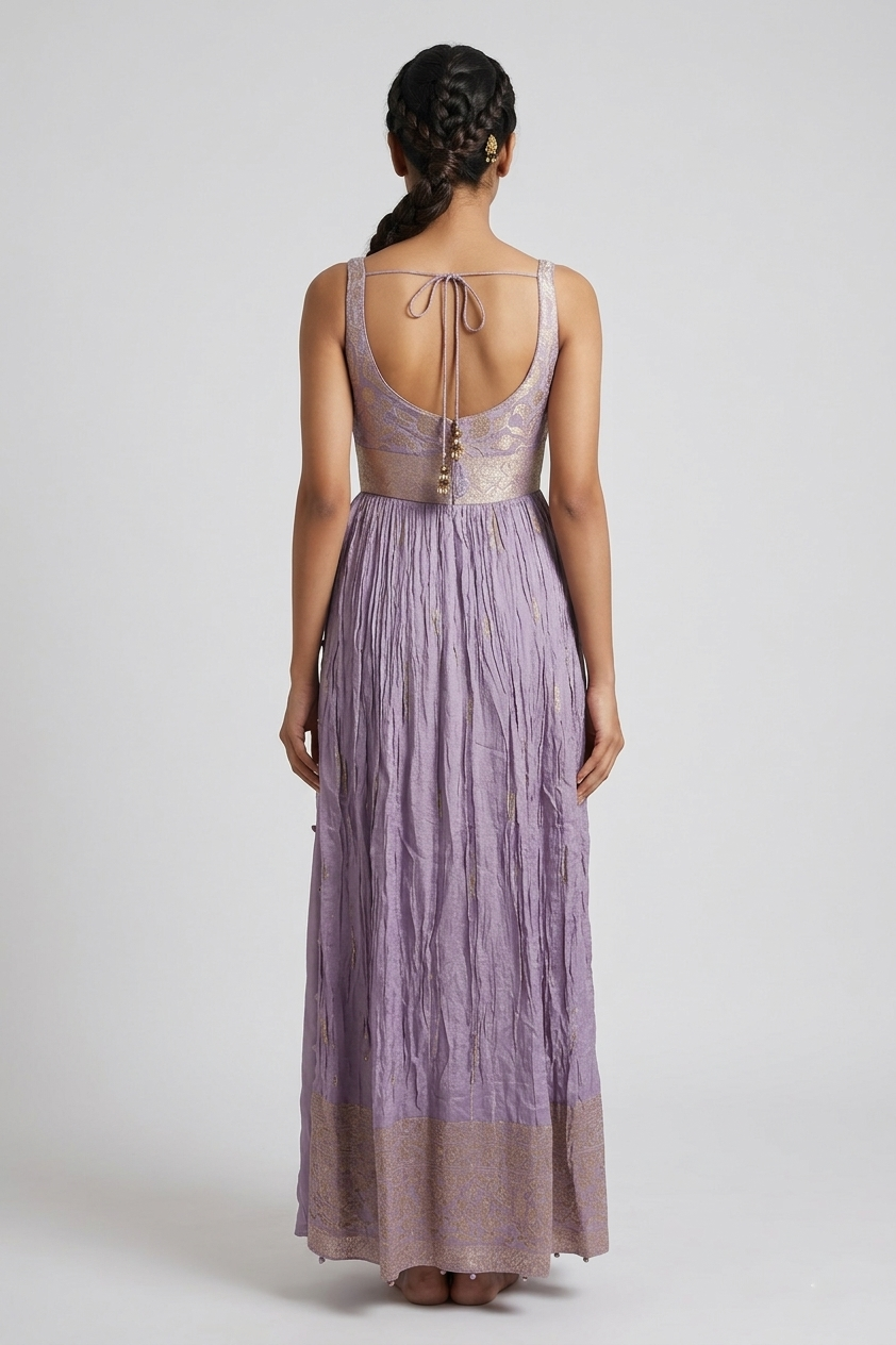 Lavender Zari Embroidered Anarkali Set with Dupatta