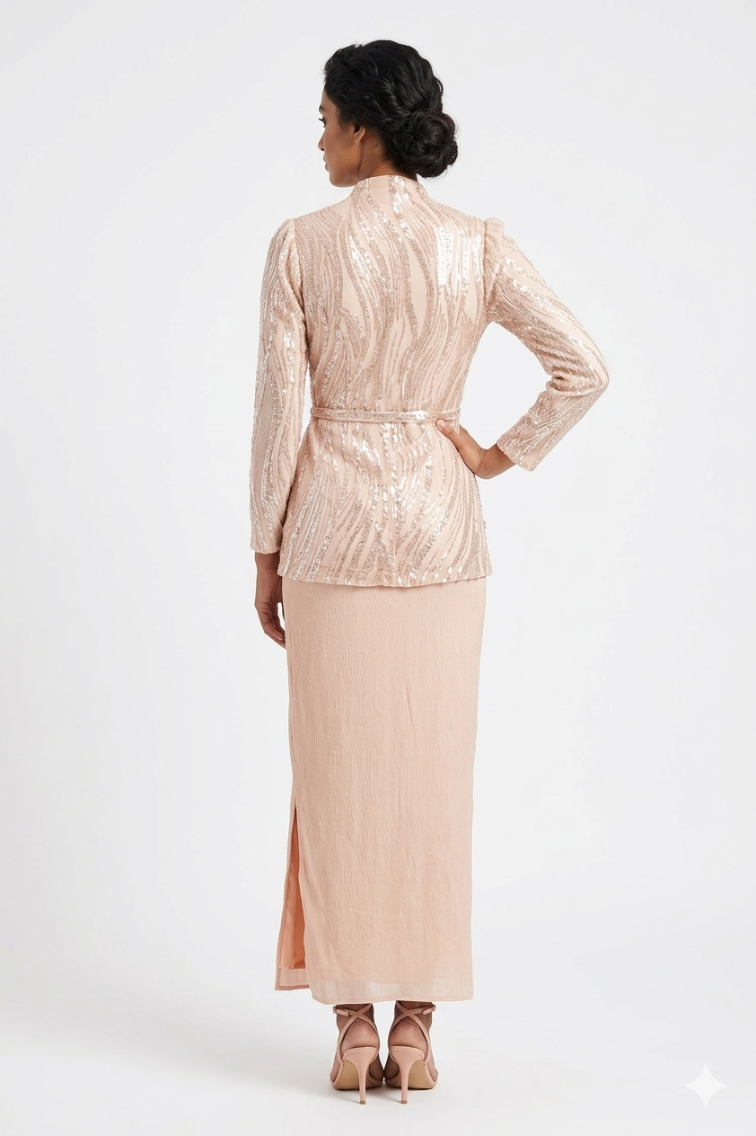 Pink Indo-western Dhoti Set With Sequin Kurta & Sheer Dupatta