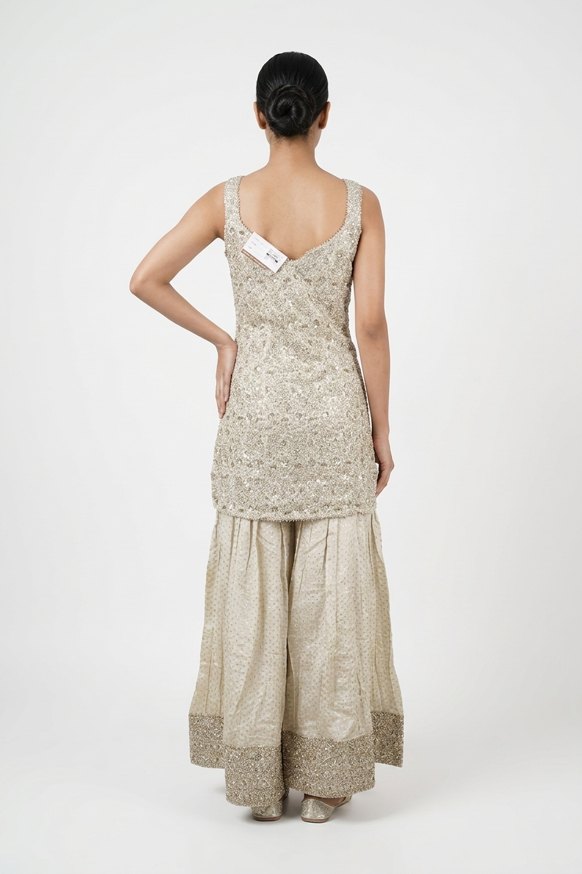 Champagne Gold Sequin Embroidered Festive Suit Set