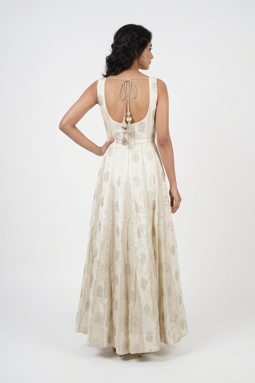 Ivory Elegance Embroidered Lehenga Set With Organza Dupatta