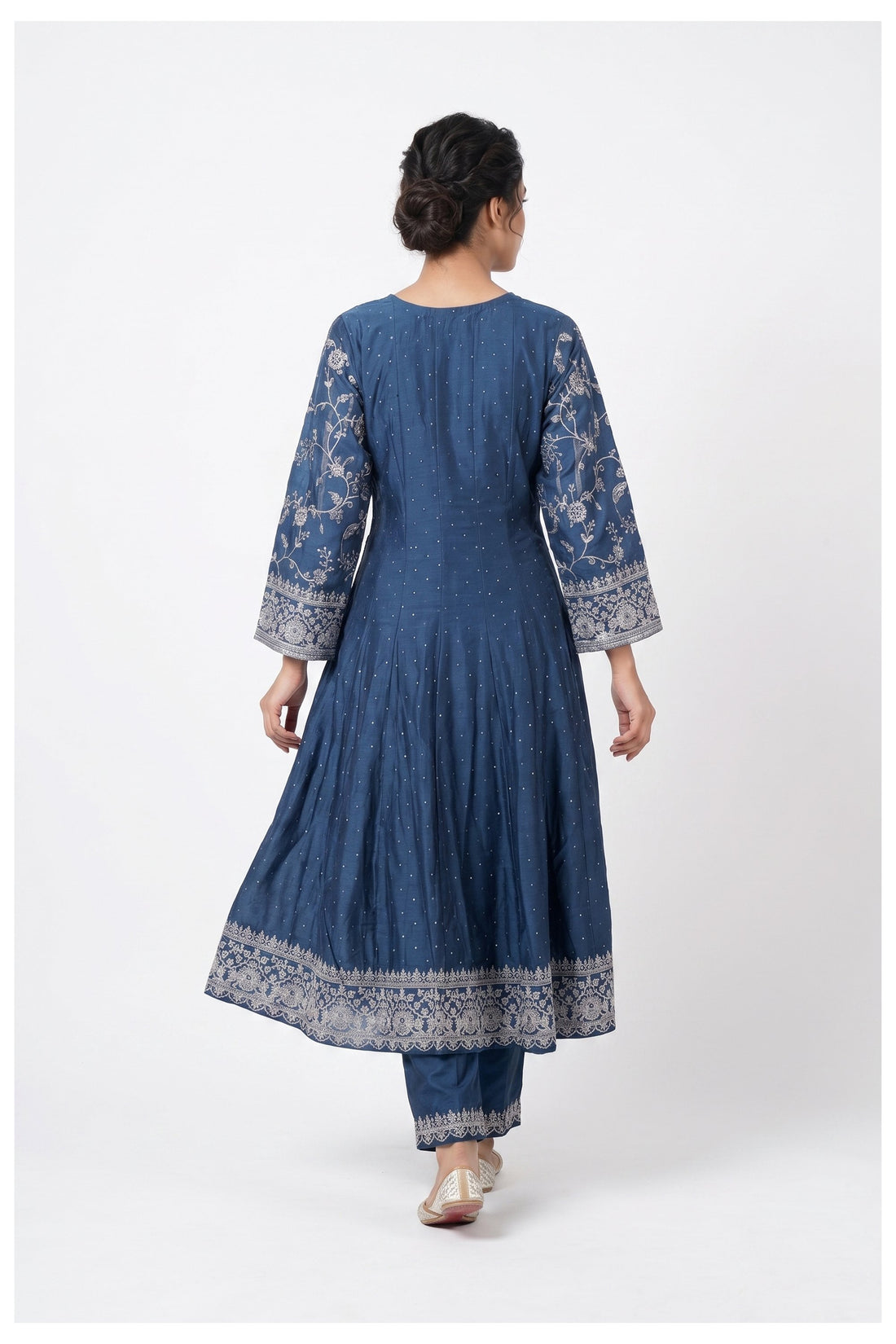 Royal Blue Heavy Embroidered Kurta Palazzo Set With Designer Dupatta