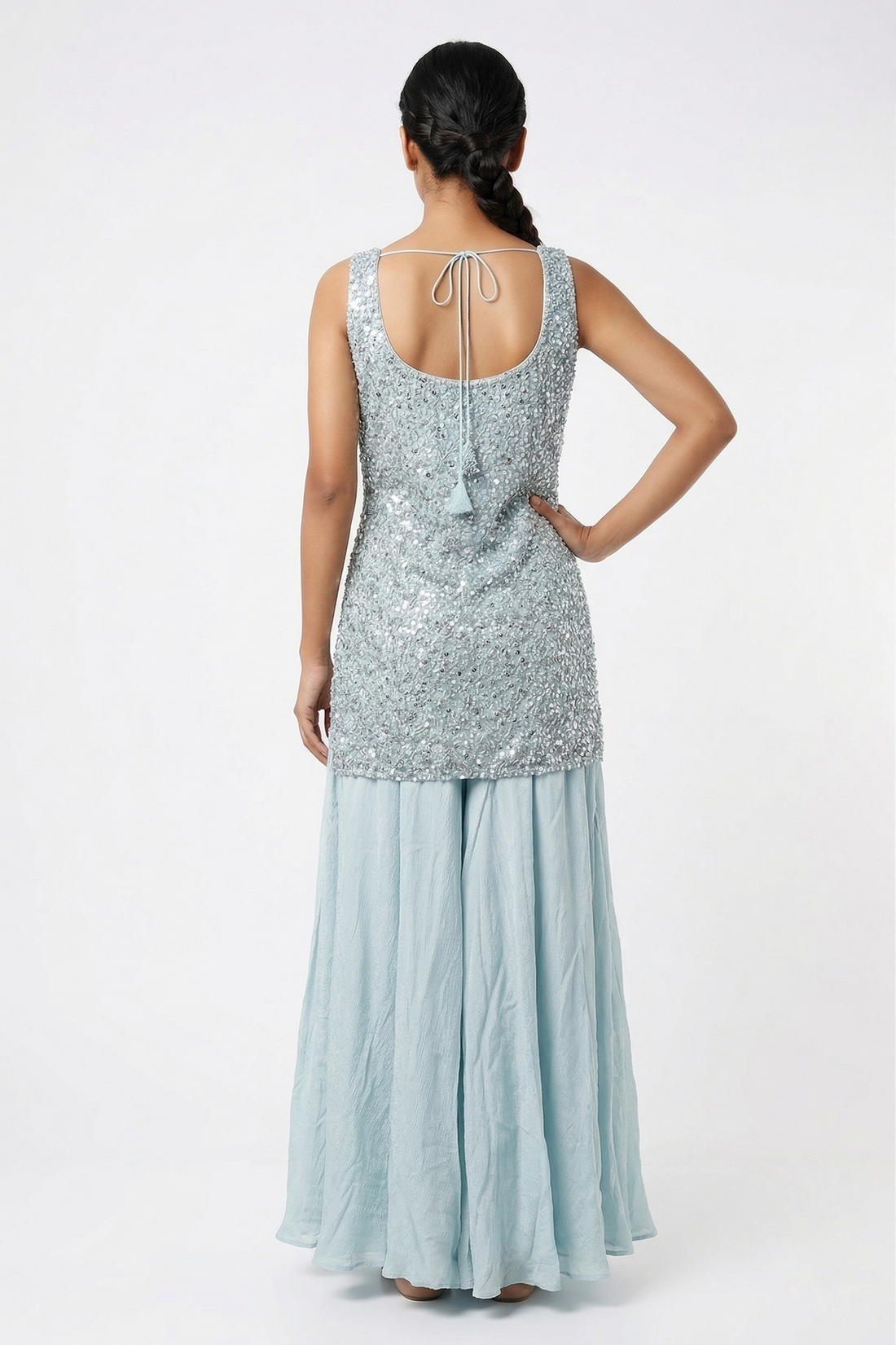 PESTAL SKY BLUE Indo-Western Kurta & Palazzo Set