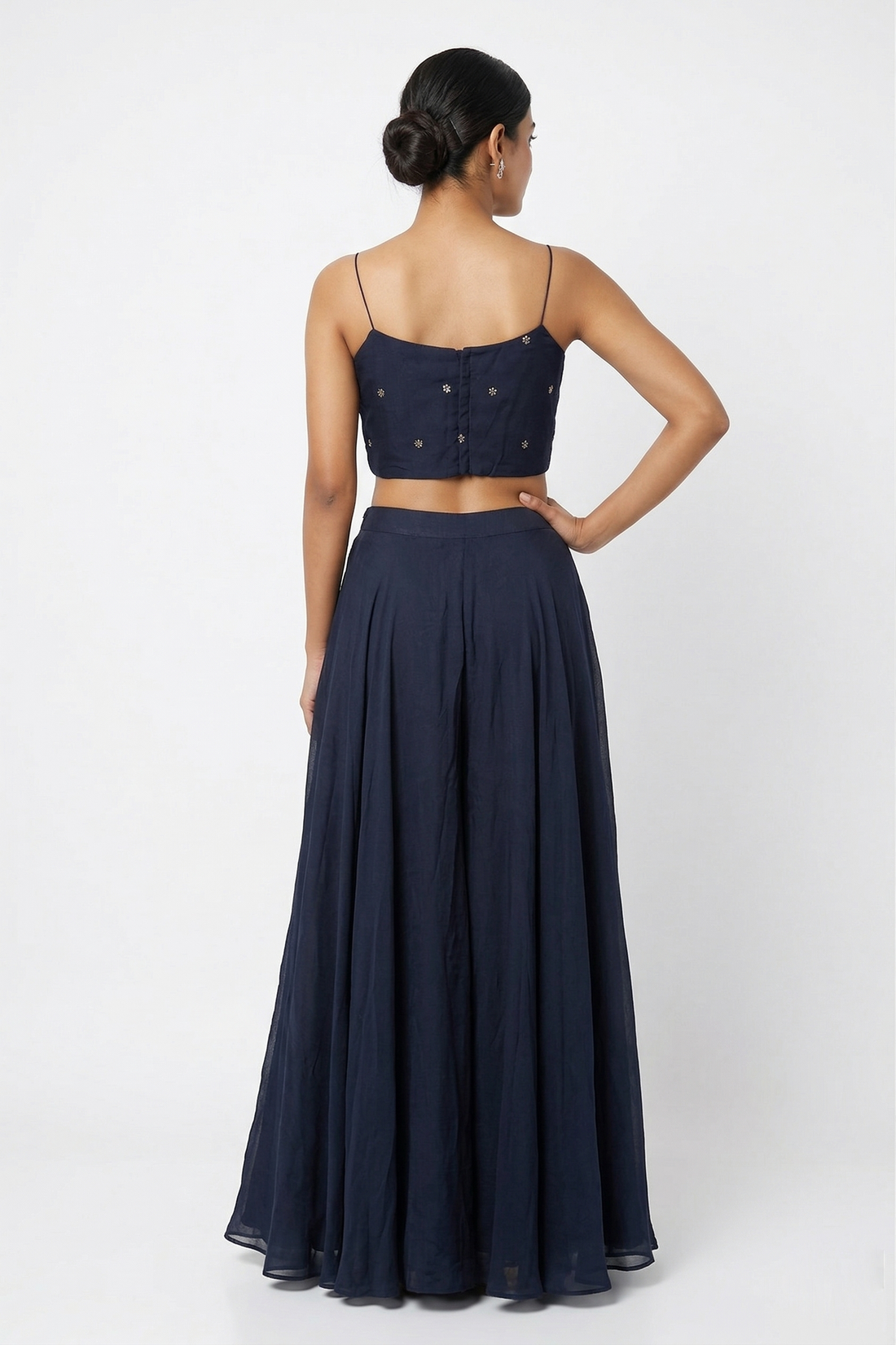 DARK DEEP STEEL BLUE Jacket Lehenga Set
