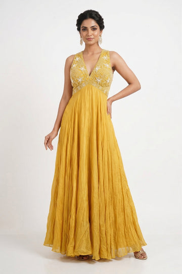 Sunshine Yellow Embellished Anarkali Gown